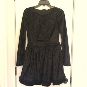 Black long sleeve velvet dress homemade
